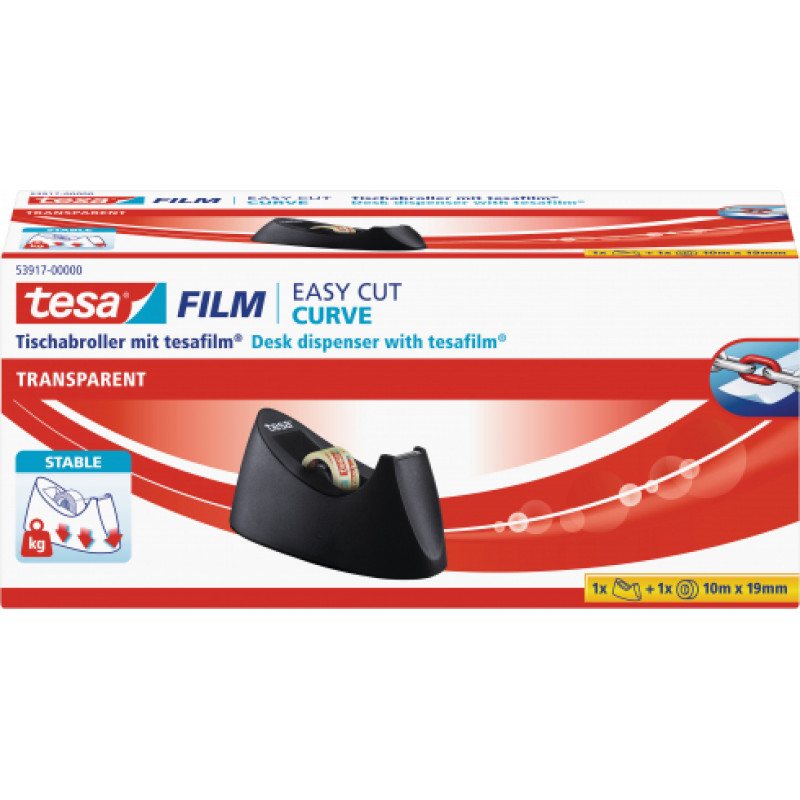 Turētājs Easy Cut® tesa līmlentei, ar pretslīdes pamatni + 1 TESA līmlente 10m x 19mm